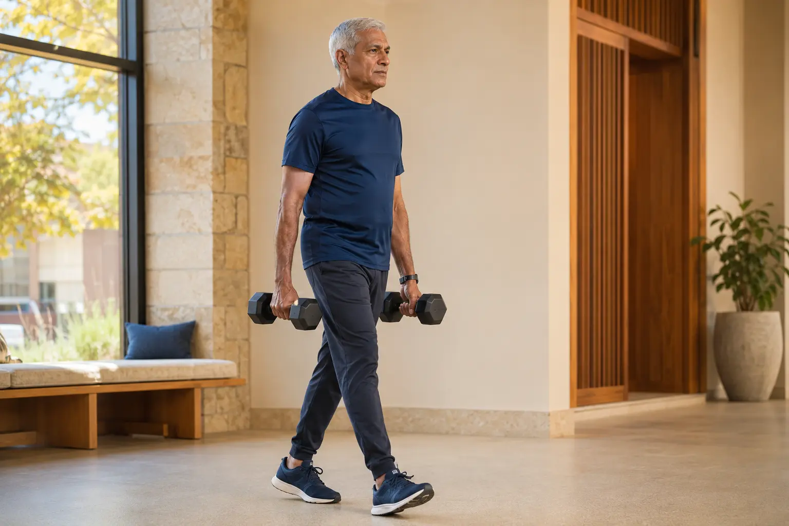 An active adult building durable strength outdoors